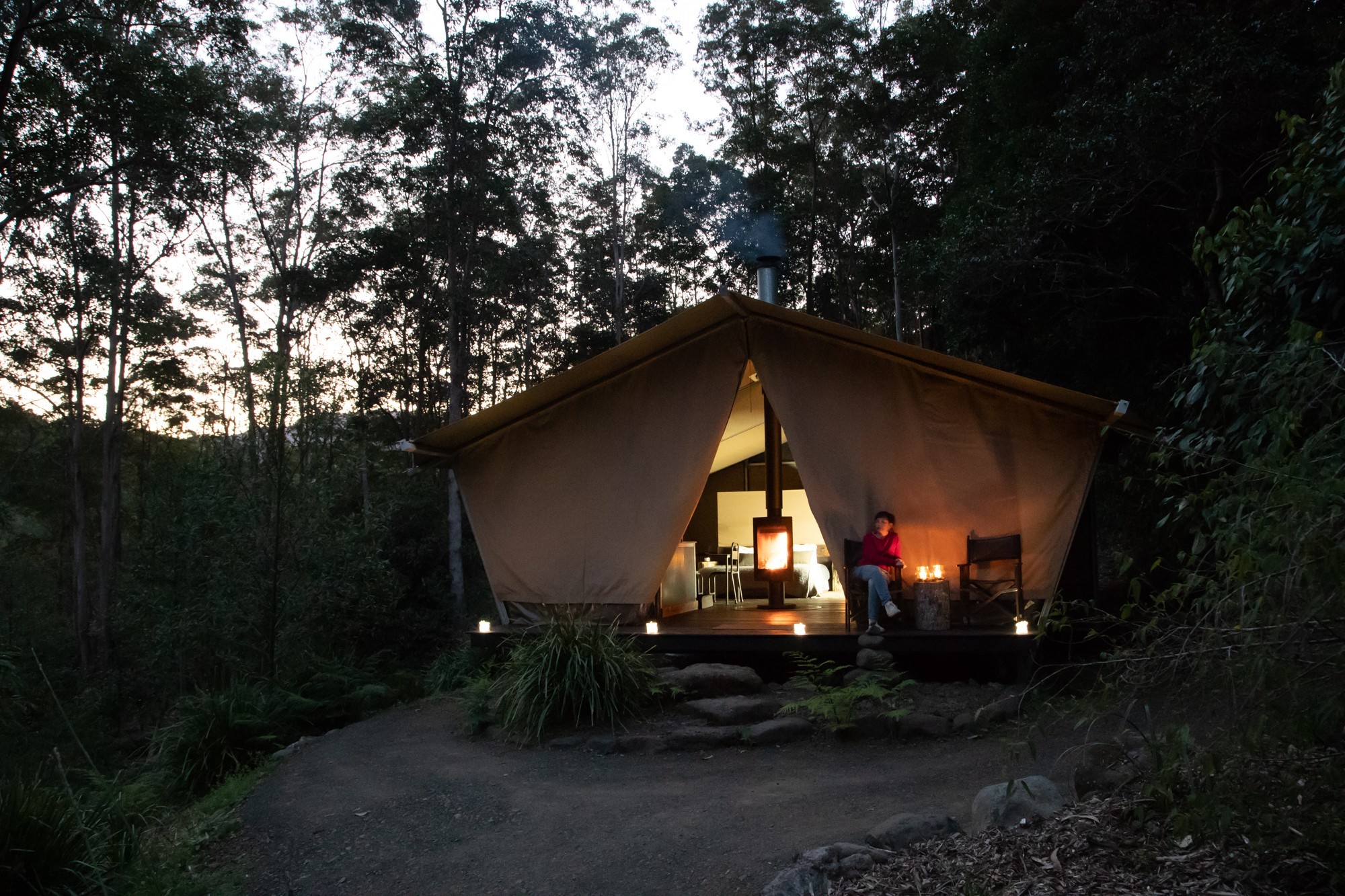 Nightfall Glamping with fireplace