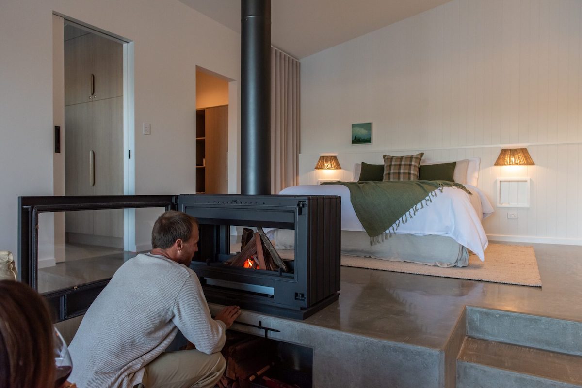 Edge Luxury Villas WA Slow Stays fireplace